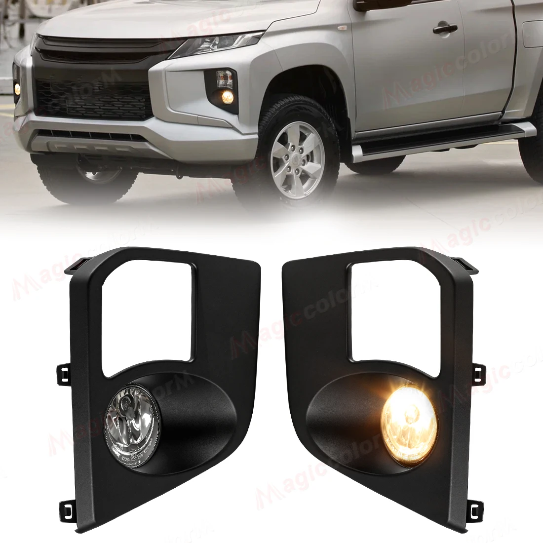 

Передние противотуманные фары для Mitsubishi Triton L200 2019-2020 с дневными ходовыми огнями, крышкой, проводкой и переключателем, 12В