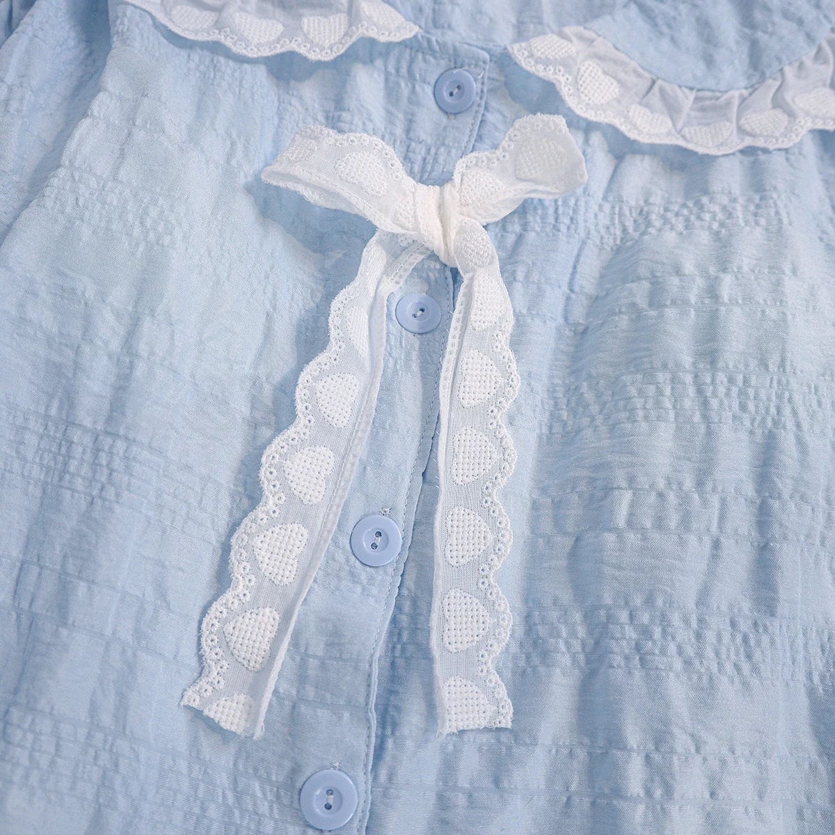 Sweet Princess Style Summer New Japanese Ins Short-sleeved Pajama Set Cute Girl with Chest Pad Loungewear