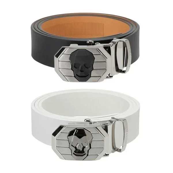 2024 New Korean Golf Unisex Belt Skull Logo Scalp Layer Leather Fashion Belt