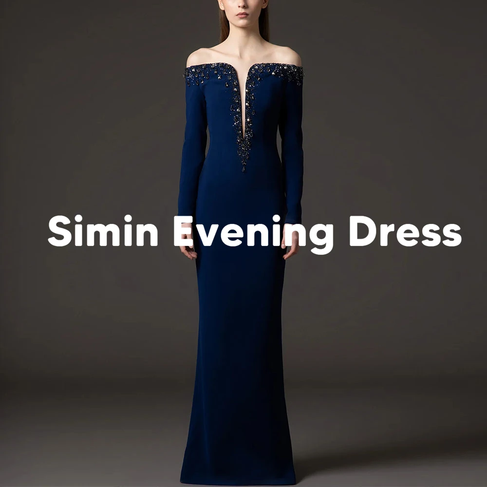 

Simin Customized Women's Beaded Bateau Simple Mermaid Saudi Evening Dresses Long Sleeves With Floor-Length Elegant Dresses 2025
