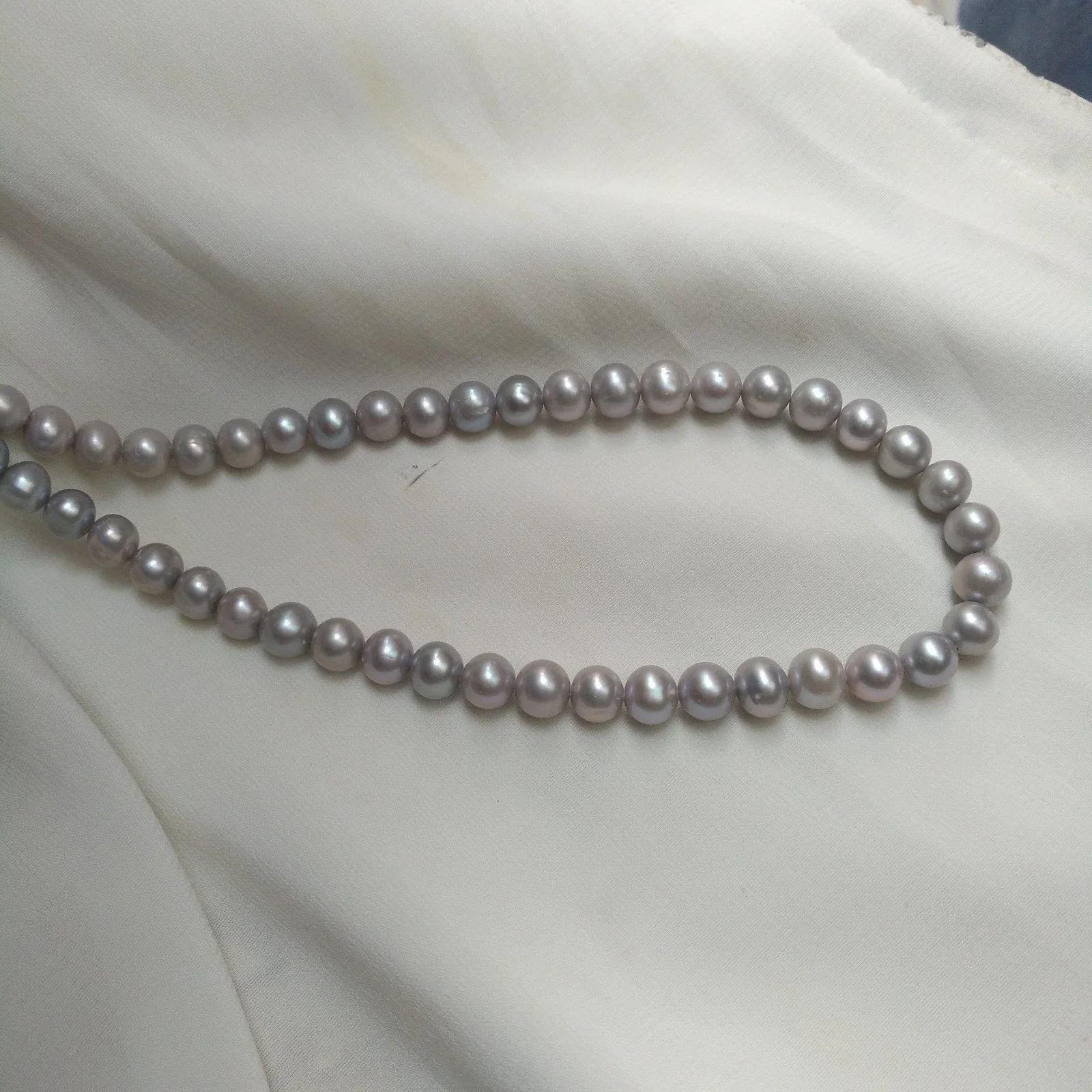 

Single strand - necklace AAA7-8mm natural South Sea gray round pearl necklace 16-35inch/925s