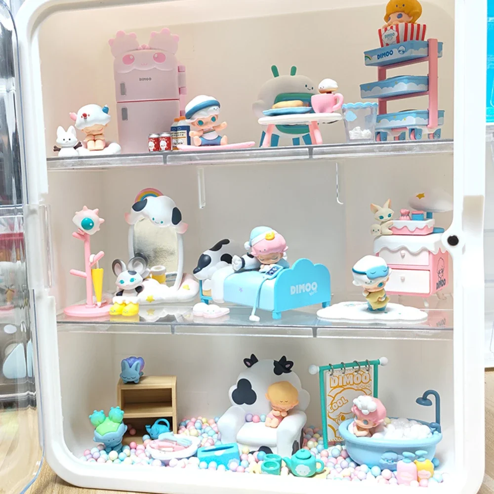 Blind Box Storage Rack for Bubble Mart Dimoo Dust-proof Transparent Cabinet Landscaping Box Action Figures Hanged Display Case