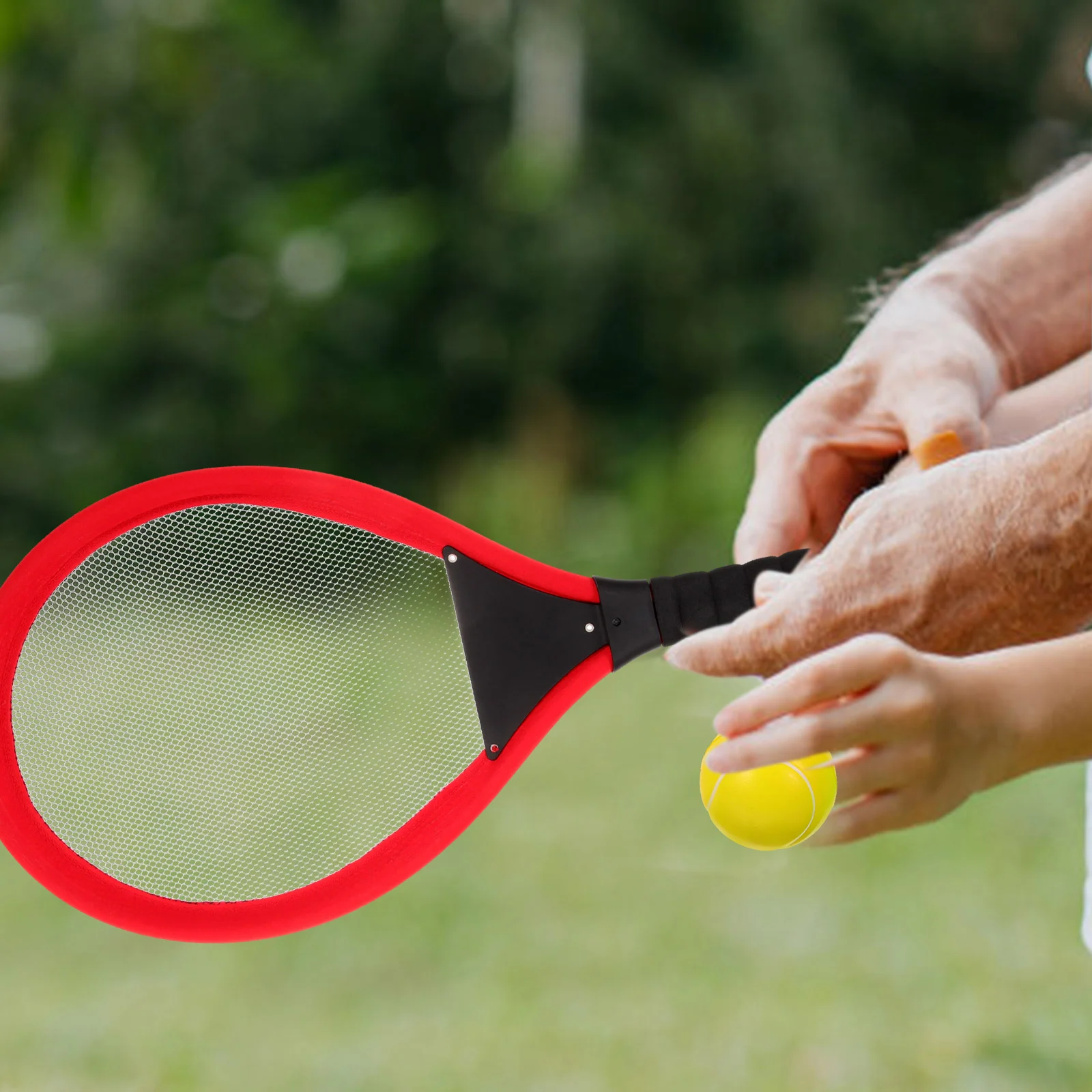 2 pçs crianças raquete de tênis brinquedo malha plástica vermelha treinamento esportes ao ar livre conjunto raquete badminton mão olho coordenação