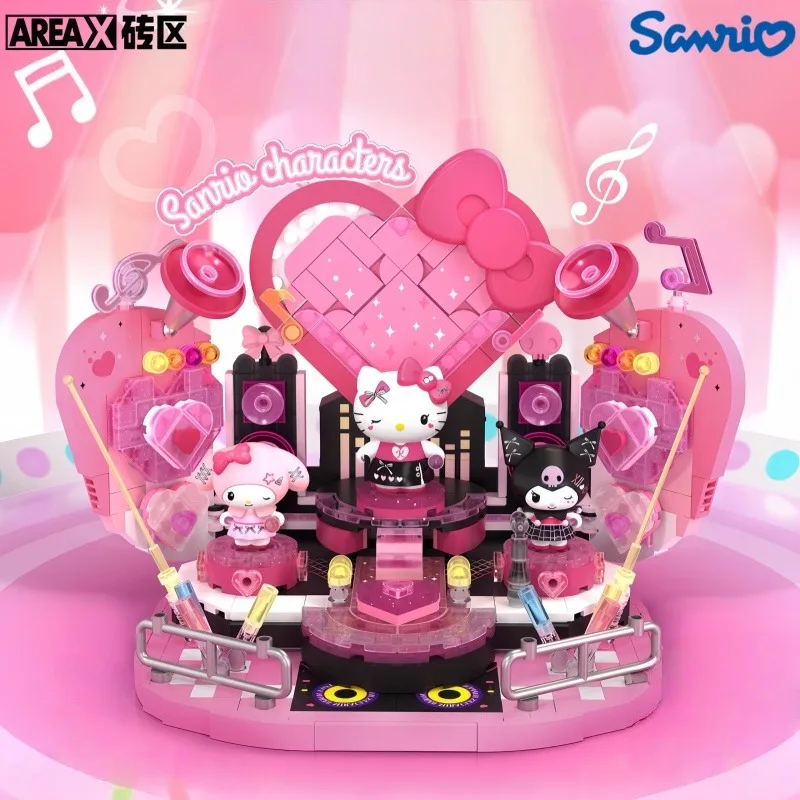 

AREAX Sanrio Building Block Hello Kitty Kuromi Sweetheart Shining Stage Small Particle Assembly Toy Model Assembly Ornament Gift