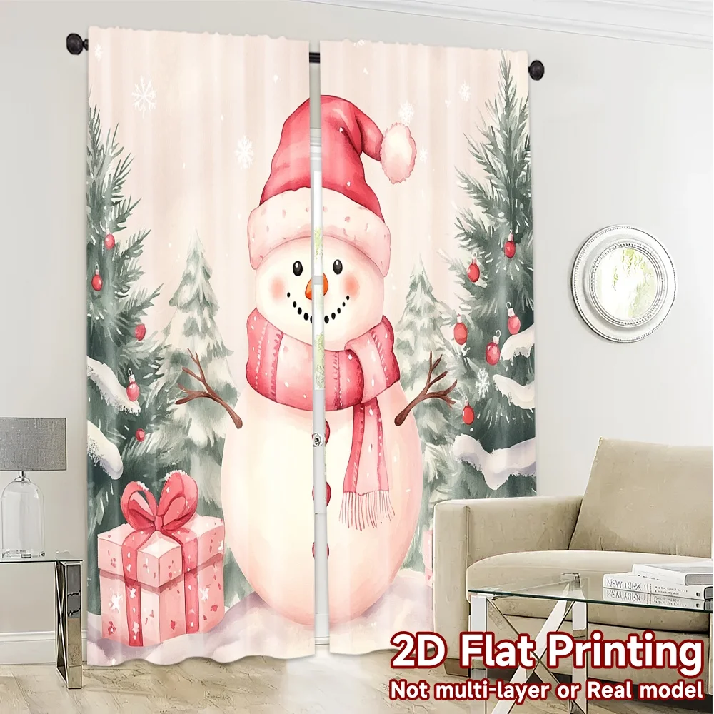 2pcs,Curtains Cute Snowman Christmas Gifts_a (2) Popular Creative Curtains Durable 100% Polyester Fabric Curtains Outdoor #4