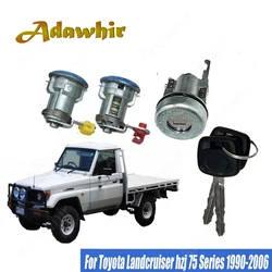 Car Ignition Barrel & 2 Front Door Lock Keys Set for Toyota Land Cruiser 75 Series FJ75 HJ75 HZJ AU 1985 1990 1991-2006 Replace