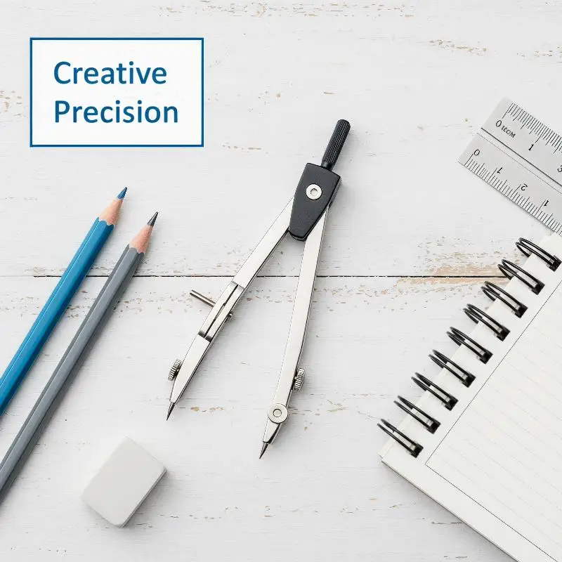 Professional Metal Compass Locking Set Adjustable Drawing Tool Fits Pens Up To 0.39 Inch for Engineer Drafting Artists