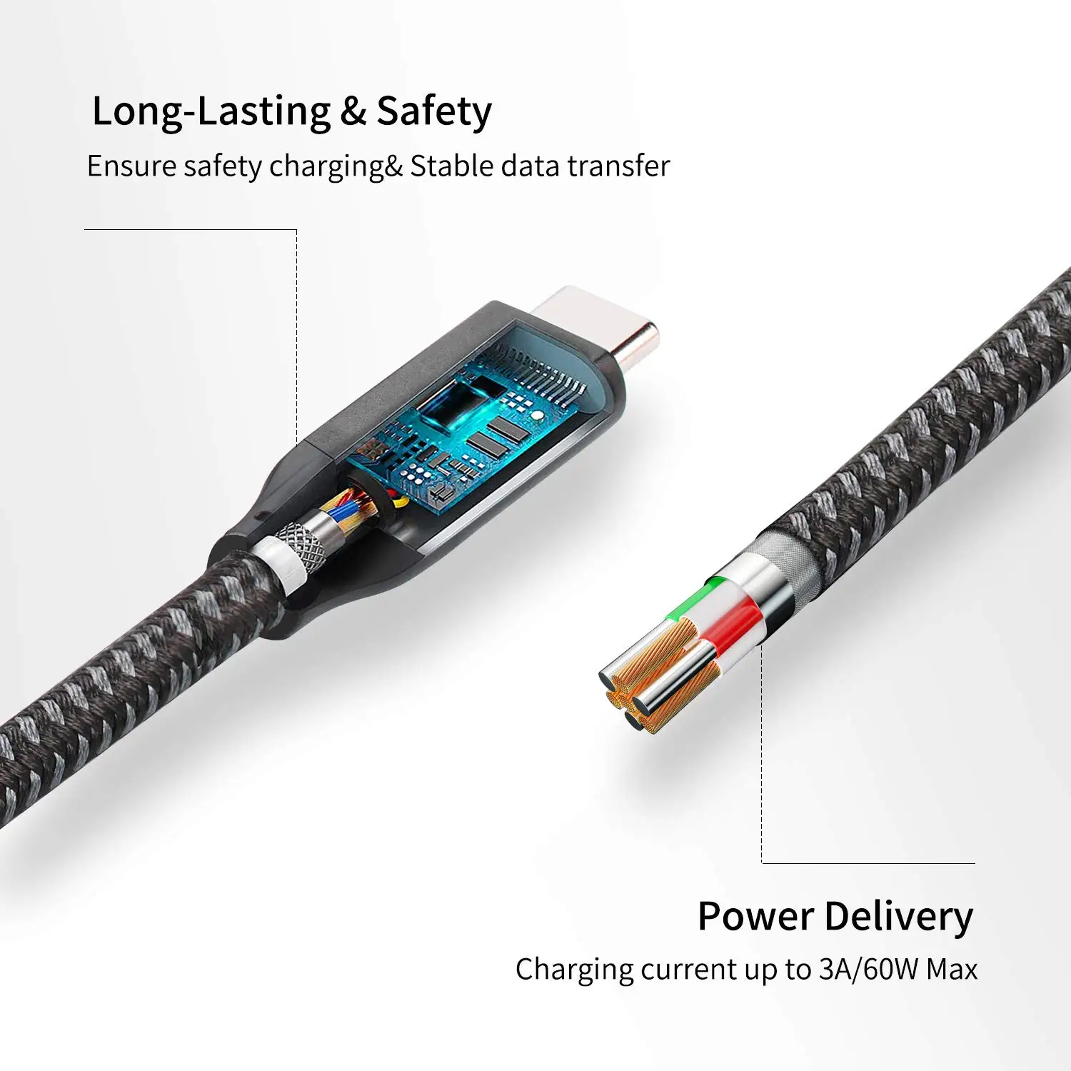 USB C Extension Cable Feet, USB 3.1 (10Gbps) Type C Male To Female Extension Fast Charging Cable Compatible-X64A