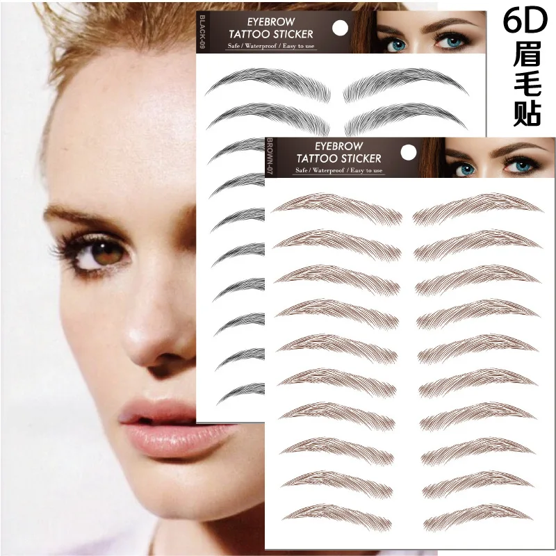 6D Hair Like Eyebrows Makeup Waterproof Eyebrow Tattoo Sticker Long Lasting Natural Fake Eyebrow Stickers Cosmetics