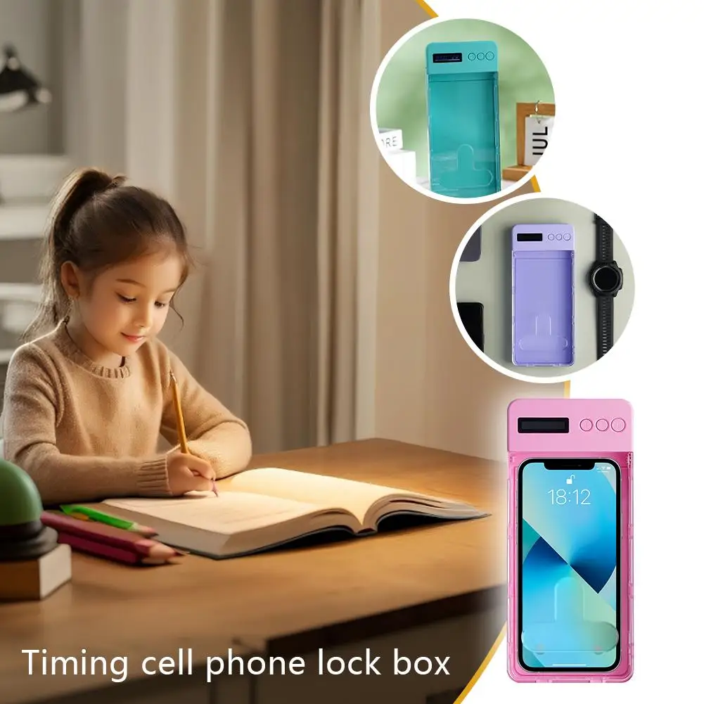 Students Phone Box Self-discipline Tool Transparent Cell Phone Lock Box with Timer Lcd Display for Adults Children Students R2Q0