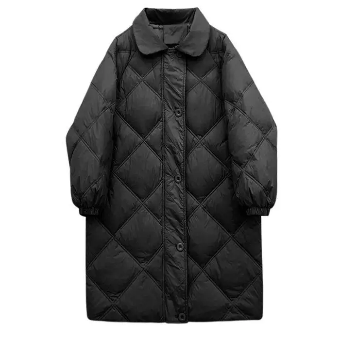 

White Du down Quilted Jaet Women's Mid-Length Faionable Loose Anti-Aging Outerwear Winter Season Polyester Fiber