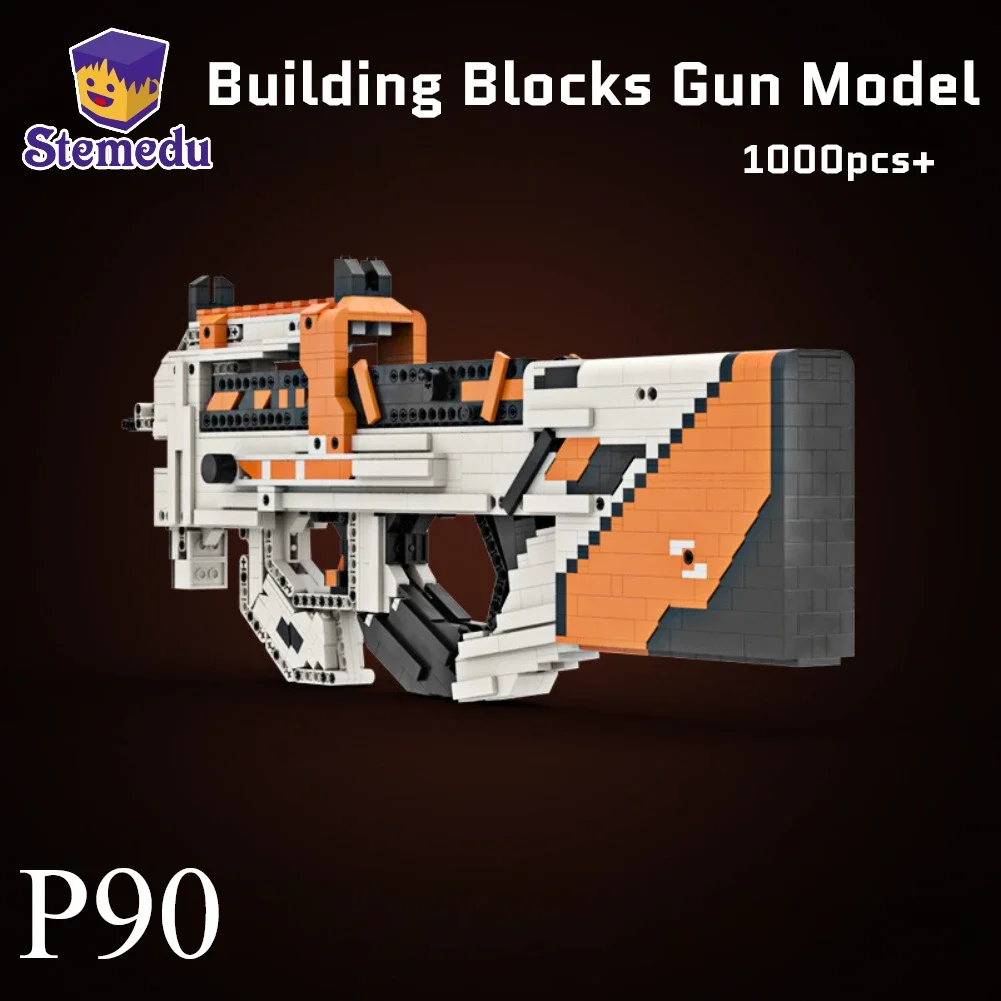 1000PCS+ Technical Emissible P90 Submachine CSGO Gun Model Building Blocks Brick MOC Assemble Bricks Toys Birthday Gift for Kids