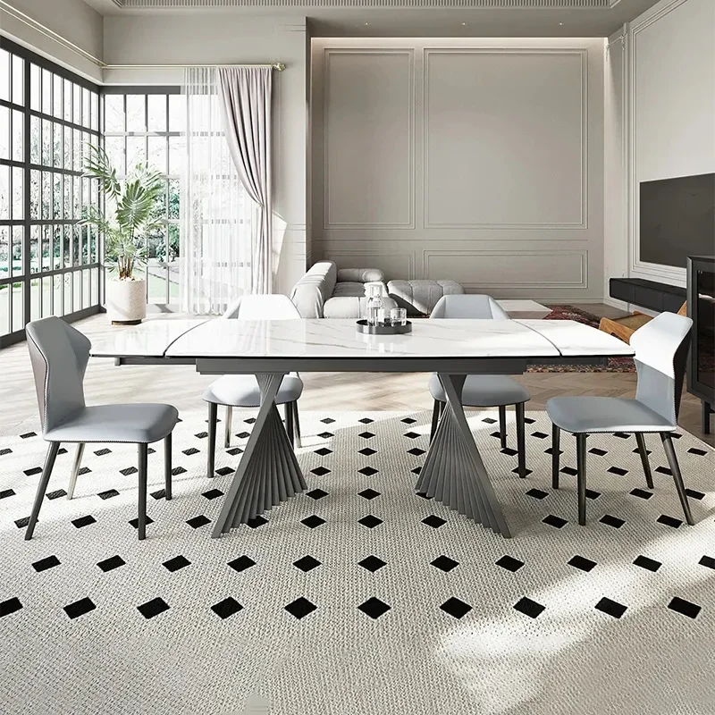Simple modern small apartment designer rectangular dining table retractable home dining table