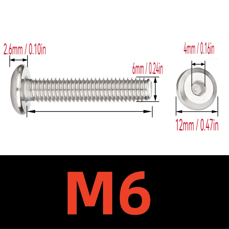 SS A2 M4 M5 M6 ألين رئيس مسامير برشام 304 سداسية من الفولاذ المقاوم للصدأ المقبس شقة رئيس مشترك البراغي الأثاث الجمعية النجارة DIY بها بنفسك #4