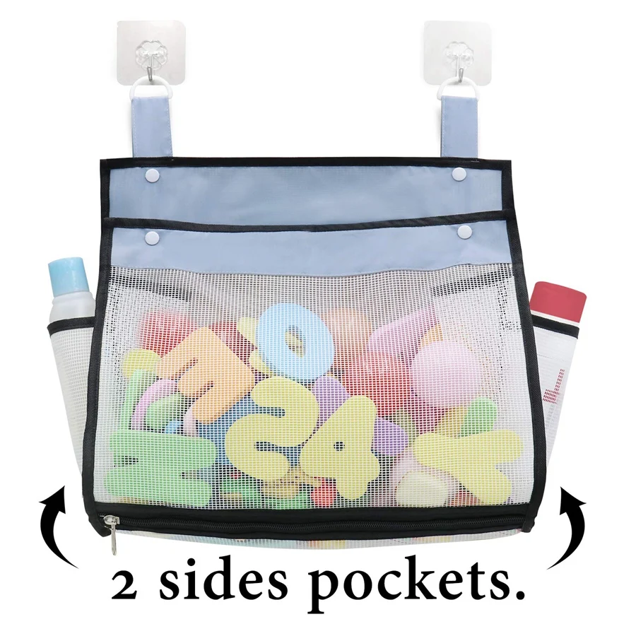 Greater Capacity Bath Toy Organizer, Extra Large Opening Bathroom Toy Holder, Bottom Zipper Bathtub Toy Storage Bag