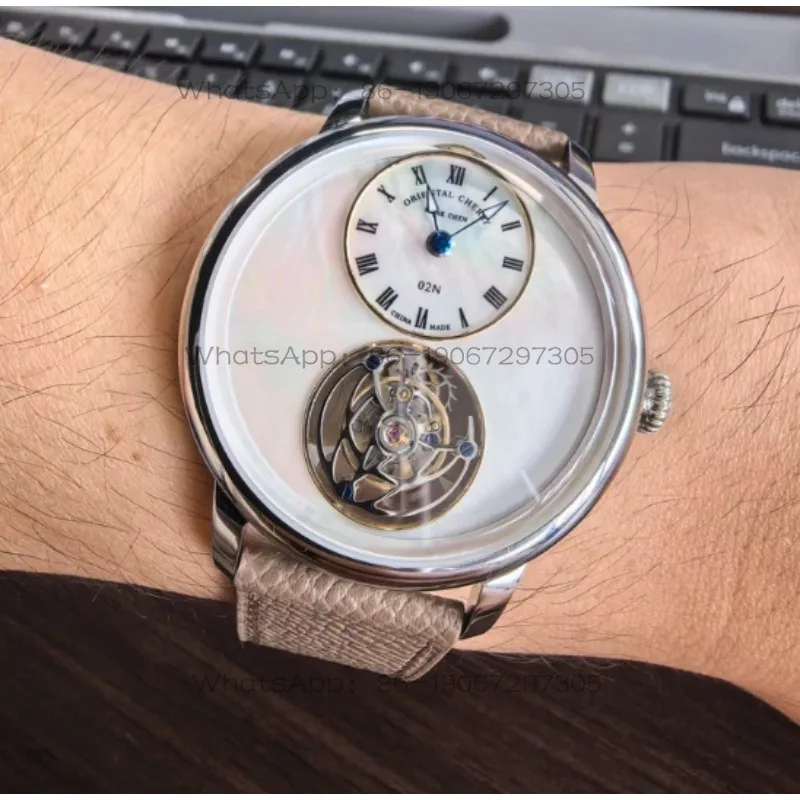 02N Mother Shell Flywheel Flying Tourbillon Mechanical Watch