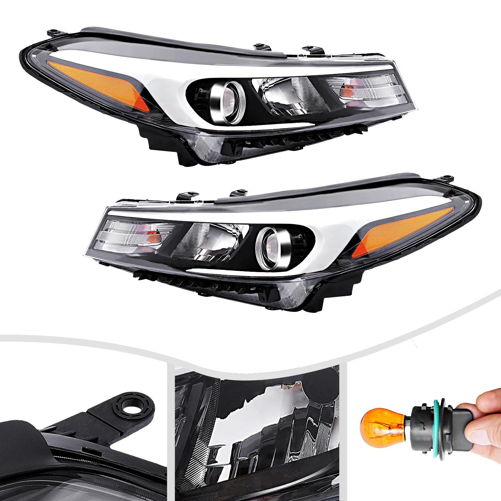 

1 Pair ABS Halogen Headlights Assembly For 2017 2018 Kia Forte Left+Right Front Side