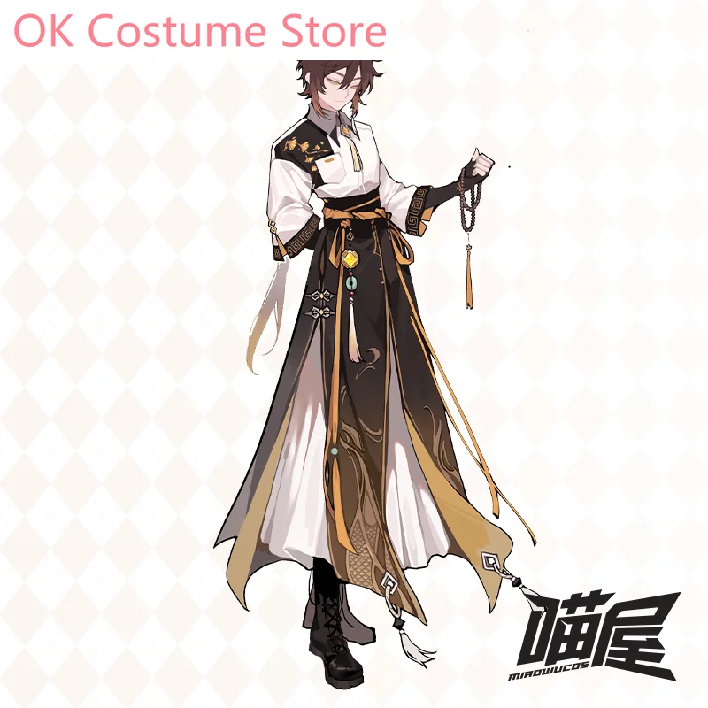 Genshin Impact Zhongli Game Suit Gorgeous Handsome Uniform Cosplay Costume Halloween Party Role Play Outfit Men