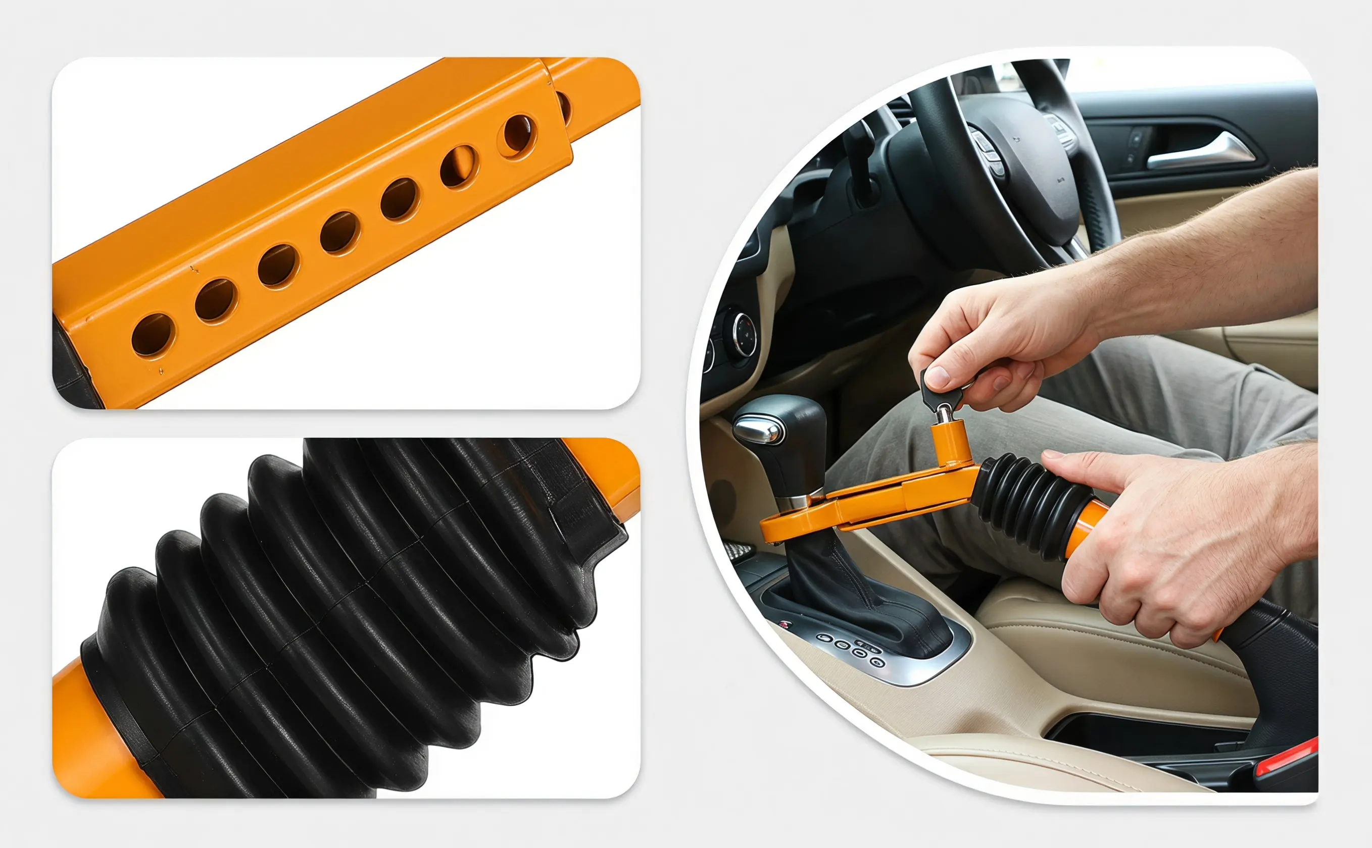 1Pcs Handbrake to Gear Stick Lock Car Anti-Theft Lock Steel Construction Scientific Structure Easy Installation Fast Secure