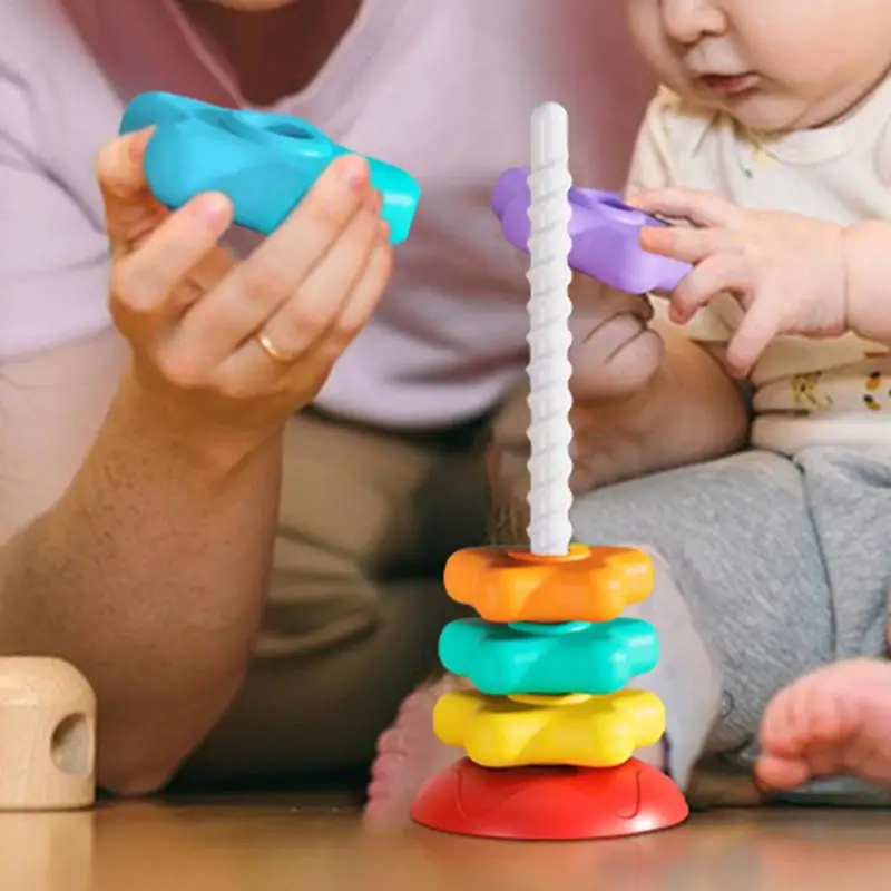 Jouets empilables en forme d'étoile pour bébés, tour arc-en-ciel, puzzle d'anneaux empilables, Montessori, 6 mois