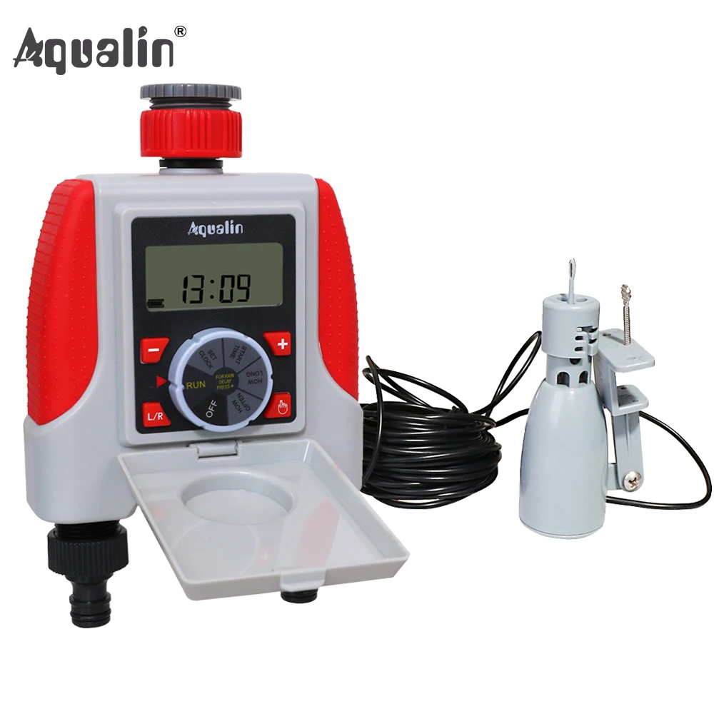 

Aqualin Two Outlets Garden Watering Timer Digital Electronic Solenoid Valve Rain Sensor / Humidity Sensor Set