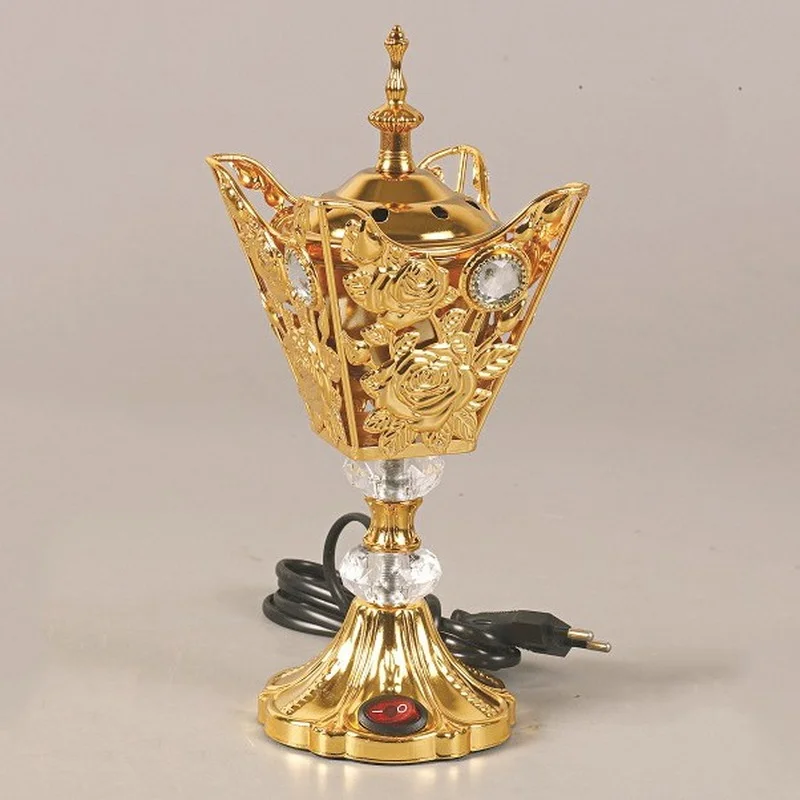 Arabic Electric Incense Burner Fragrance Diffuser Golden Incense Holder Zen Garden Incensario Porta Incienso Home Decoration