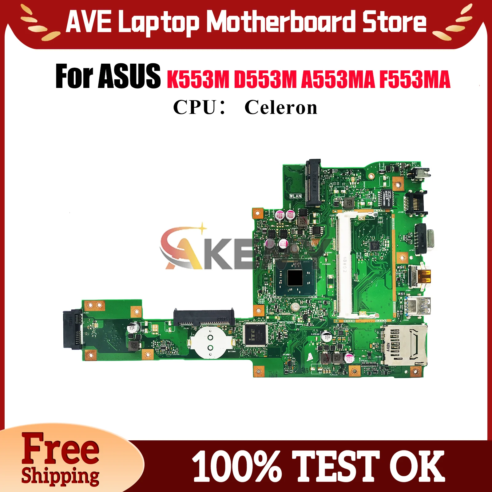 

X553MA Материнская плата для ноутбука ASUS VivoBook D553M X553MA K553M F553MA X553M A553MA Материнская плата с процессором Celeron 100% тесты OK stk