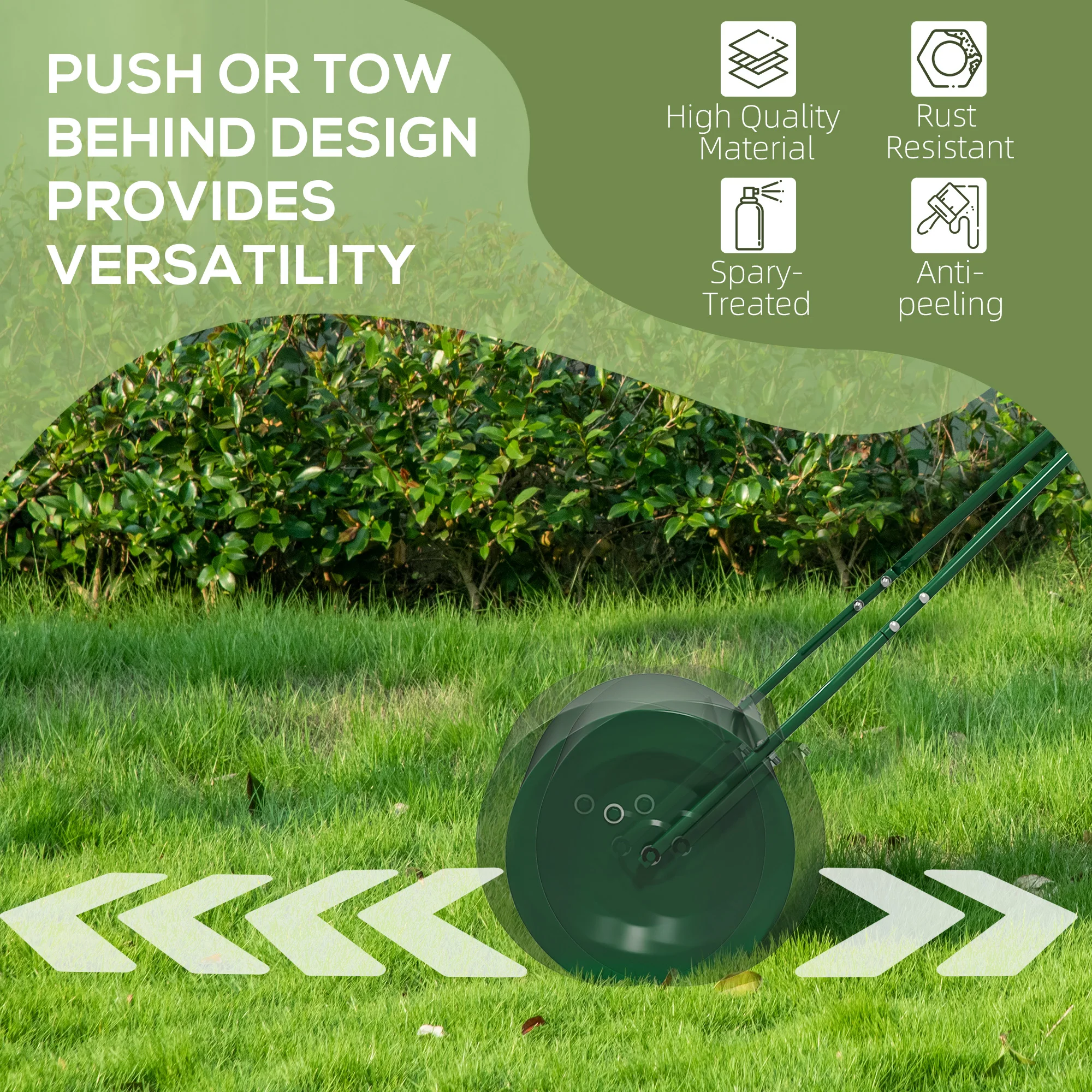 Outdoor 63 L Garden Lawn Roller Heavy Duty Rolling Grass Roller Handle