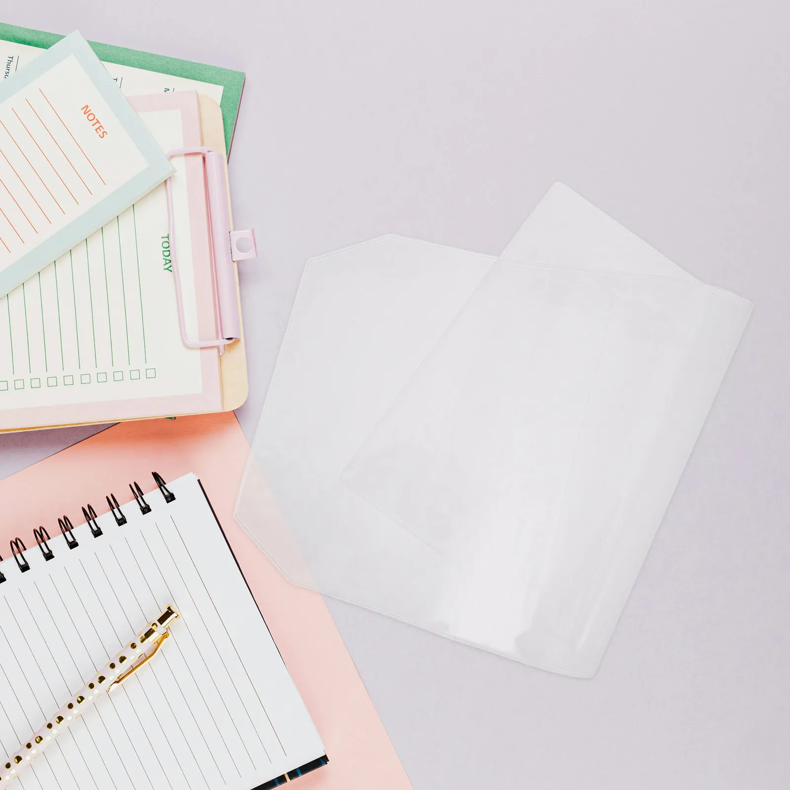 

Набор из 4 прозрачных водонепроницаемых обложек для блокнотов формата А6 из ПВХ, для ежедневников, планеров, записных книжек, минималистичный дизайн, для школы