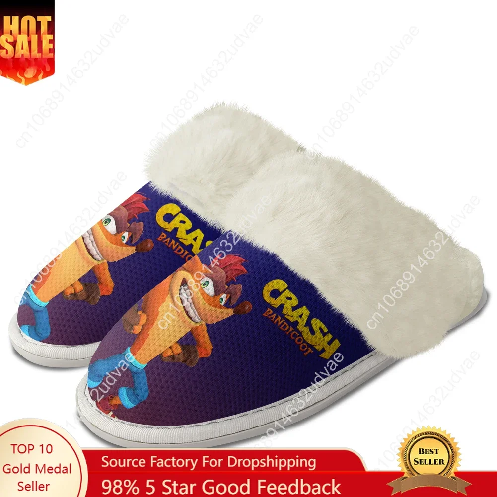 

Crash Bandicoot Plush Slippers Keep Warm Shoes Mens Womens Home Cotton Bedroom Customized Thermal Lightweight Slipper DIY