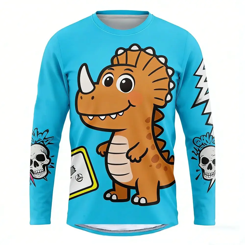 Men's Cycling Apparel, Dinosaur Print, Mountain Bike T-Shirt, MTB Cycling Apparel, BMX Motorcycle Riding Apparel Family-Matching