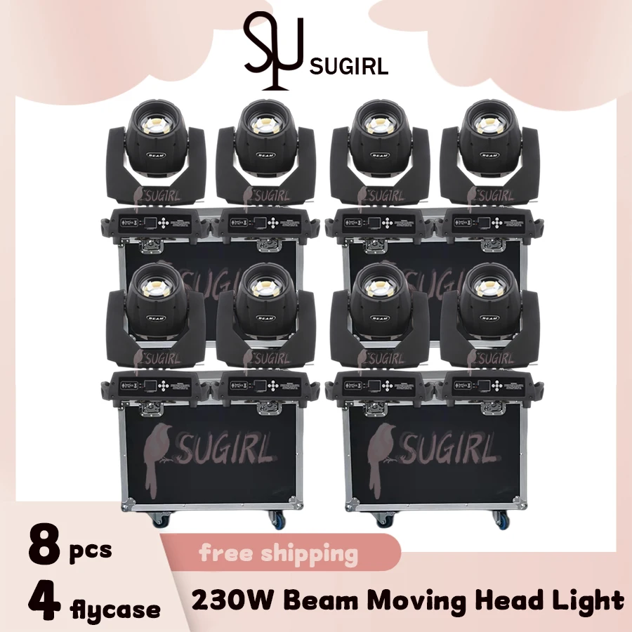 0 Tax 8Pcs Professional DJ Stage Lighting Equipment Beam Moving Head Light 230W Lyre Gobo Projector Lights For Disco Bar Party