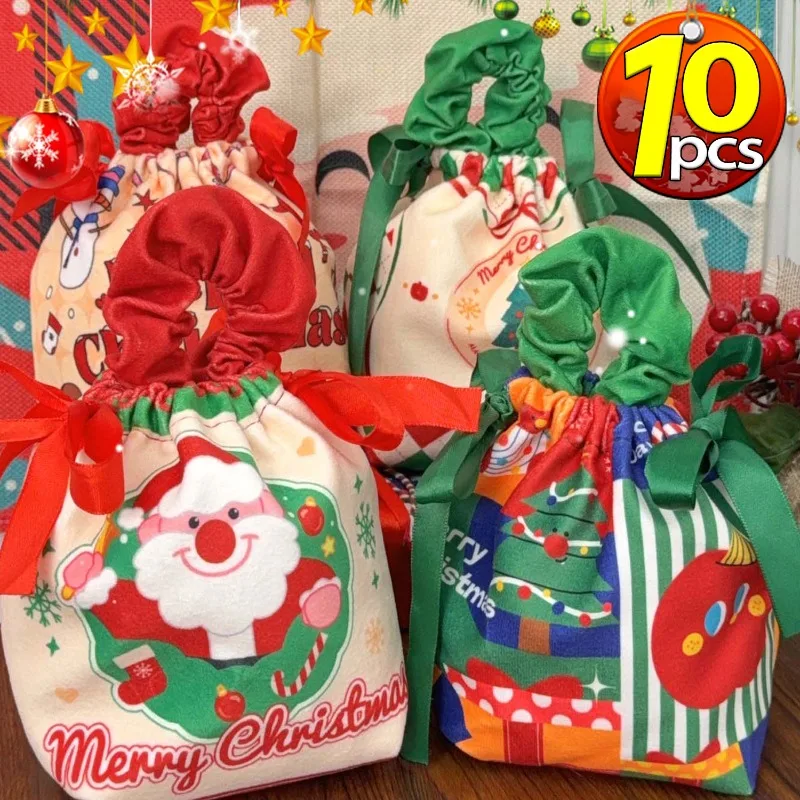 

Christmas Candy Bag Pleated Velvet Gift Bag Drawstring Storage Pouch Xmas Wrapping Bags Christmas Party Decoration Kids Favors