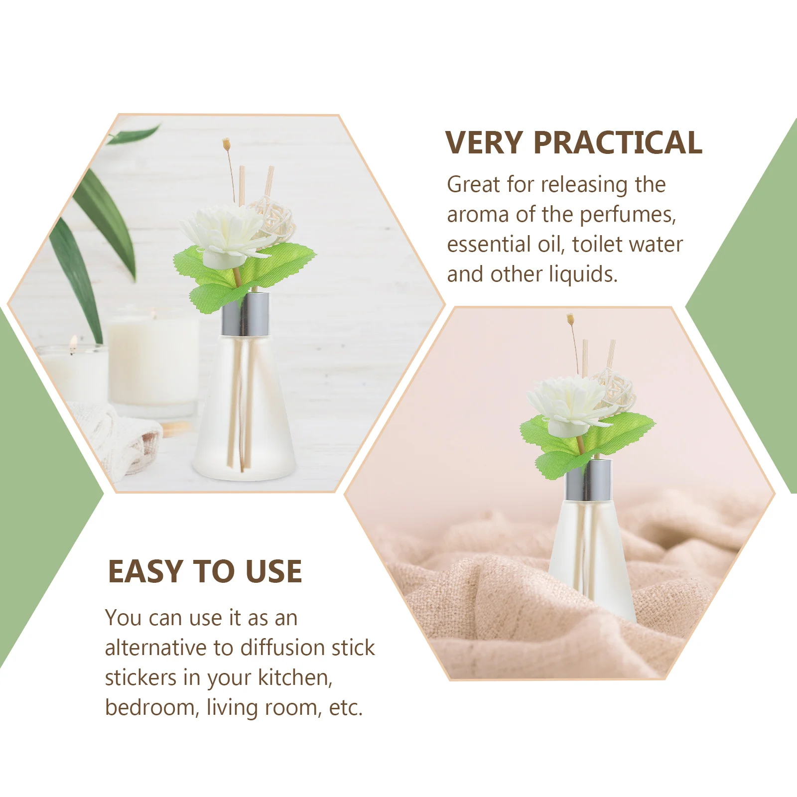 

3 Pcs Aromatherapy Dried Flower Rattan Oil Diffuser Bottle Desktop Perfume Glass Bottles with Caps