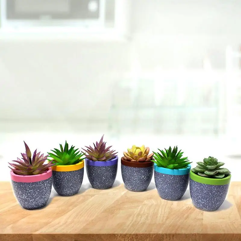 6 Pcs Mini Teenager Resin Lower Pot Cactus Cute Flower Pot Meaty Nursery Girl Flower Pot For Indoor Plants