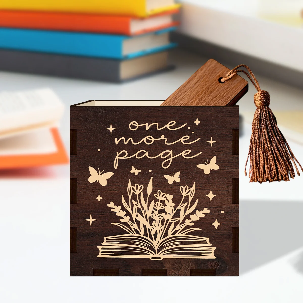 Handmade Wooden Bookmark Organizer Box | Compact Storage Case for Stationery & Bookmarks – Perfect Gift for Book Lovers