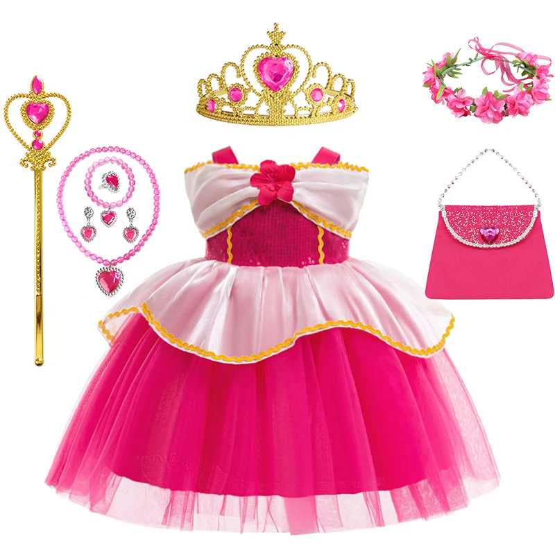 

Fancy Baby Girl Sofia Belle Peep Aurora Princess Dress Fairy Toddler Birthday Party Infant Ball Gown Halloween Cosplay Costume