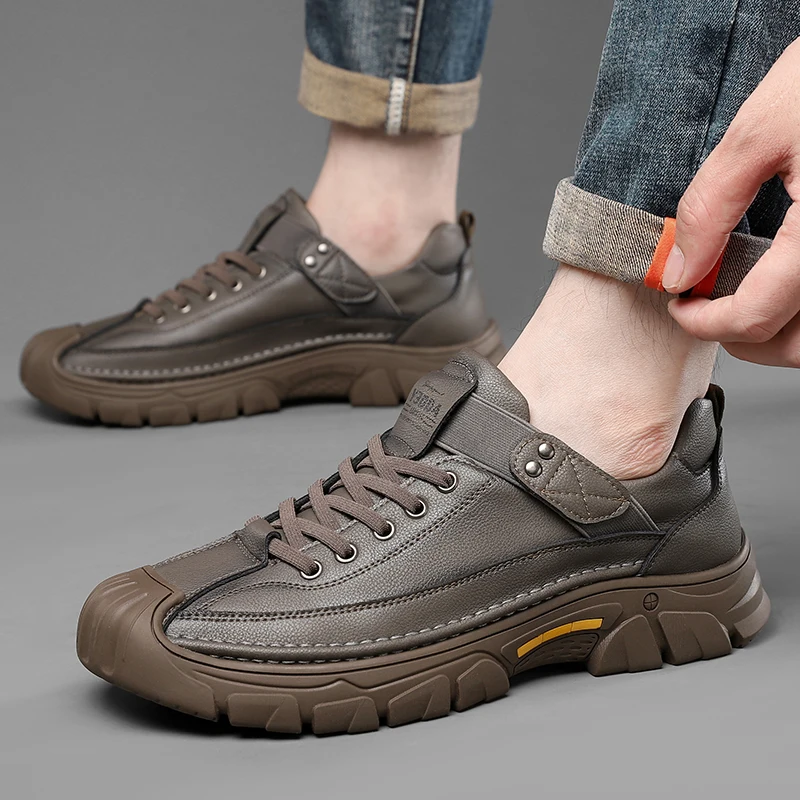 

New men's casual shoes, fashion sneakers, four-season outdoor sneakers, branded leather comfortable walking shoes, driving shoes