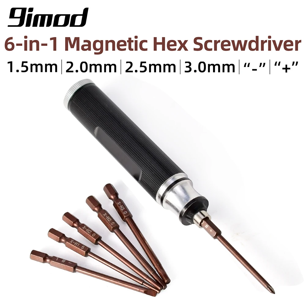 

RC Tool 6-in-1 Magnetic Hex Screwdriver 1.5 2.0 2.5 3.0mm Kit Screw Driver for RC Model
