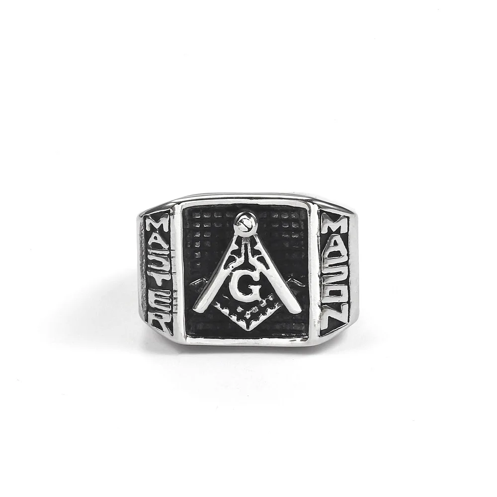 Stainless Steel Men Freemasonry Brother Ring Jewelry Masonic Gift Size 8-11