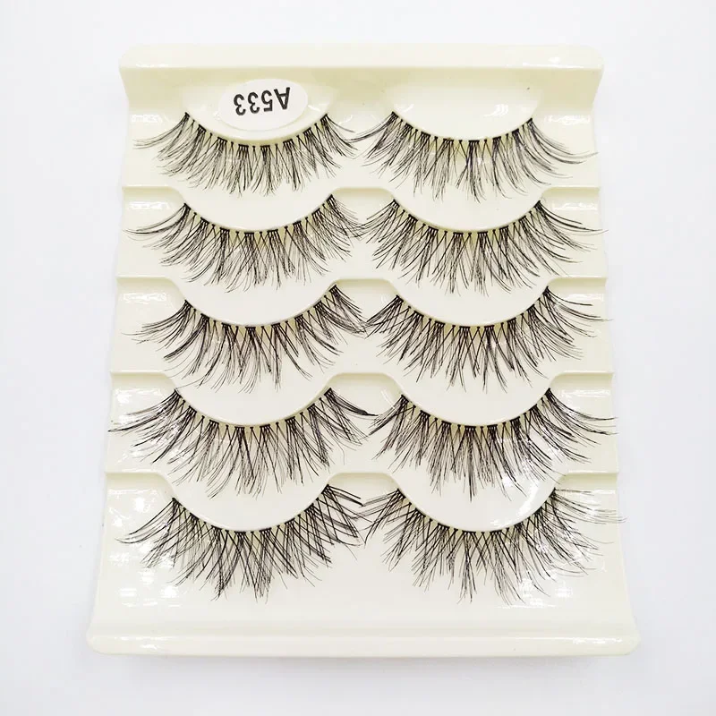 5 Paare/satz 3D Faux Nerz Haar Kreuzmuster Falsche Wimpern Natürliche Wirkung Gefälschte Wimpern Wimpern Verlängerung Täglichen Verschleiß
