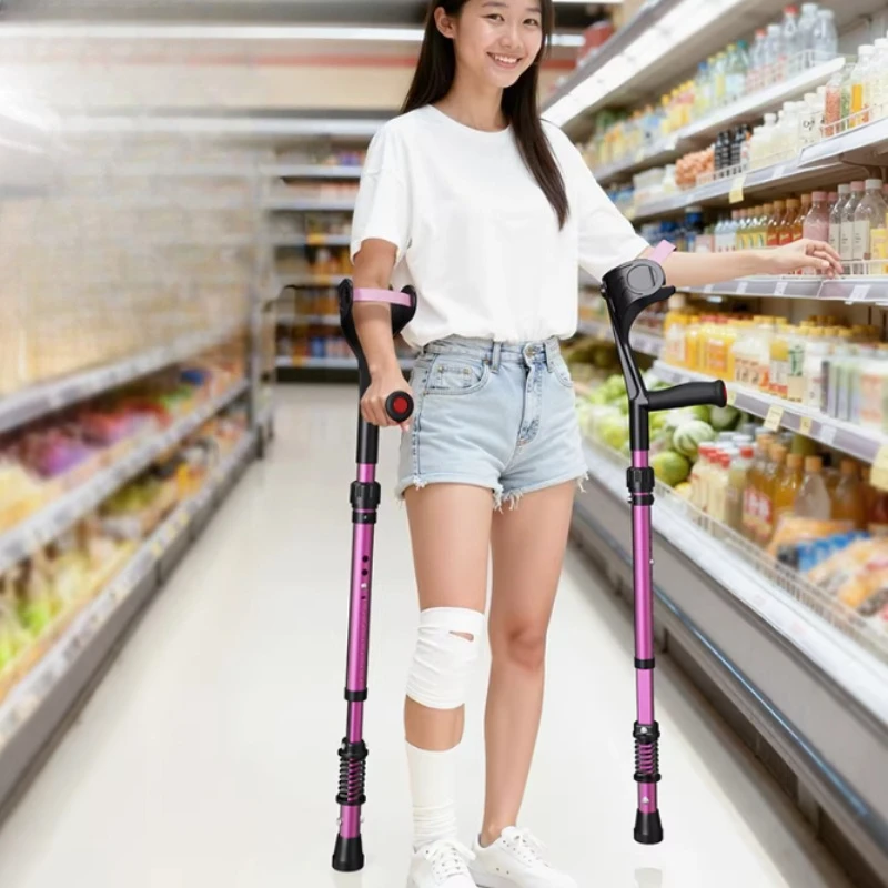 Adjustable Split Forearm Crutches for Adult Aluminum Alloy Medical Crutch for Senior Portable Folding Walking Stick Elbow Crutch