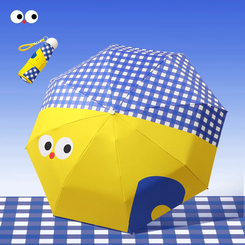 

5-Folding 8-Ribbed Pocket Mini Umbrellas Children Cartoon Patterned UV Resistant Small Portable for Sunny and Rainy Days