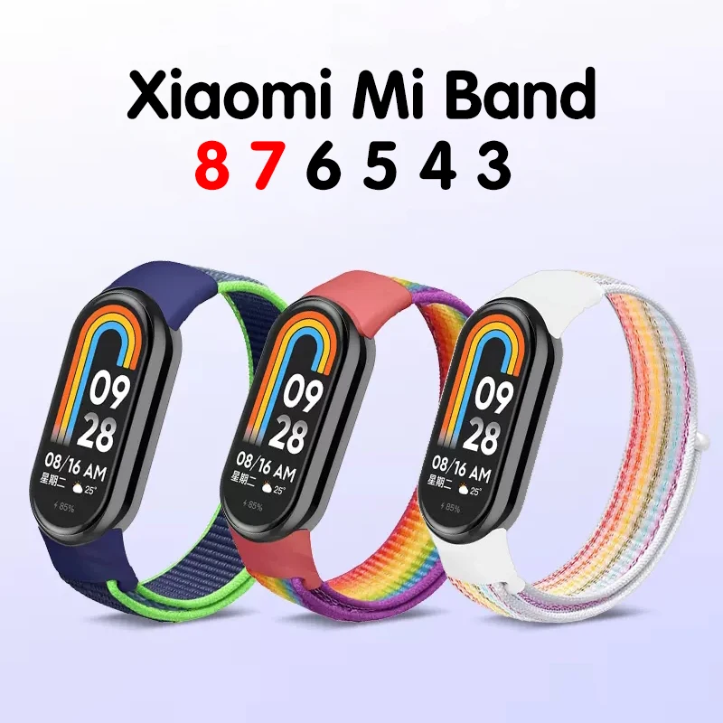 Nylon loop For Xiaomi Mi Band 8/7-7 nfc smartwatch Wristband Sports Miband7 Correa Replacement Bracelet smart band 6 5 4 3 Strap