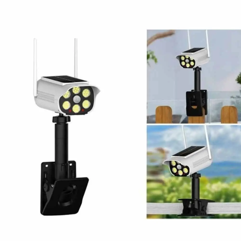 

Двунаправленный солнечный светильник с датчиком движения, 3 режима, 360° ° Регулируемый беспроводной садовый настенный светильник с имитацией камеры видеонаблюдения