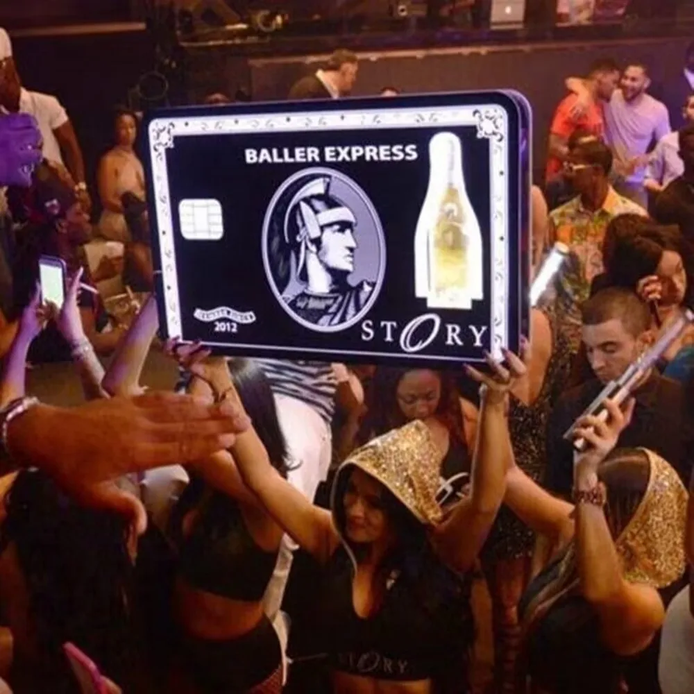 

LED Lighted American Express Amex bottle presentations for Events Party Lounge Bar NightClub