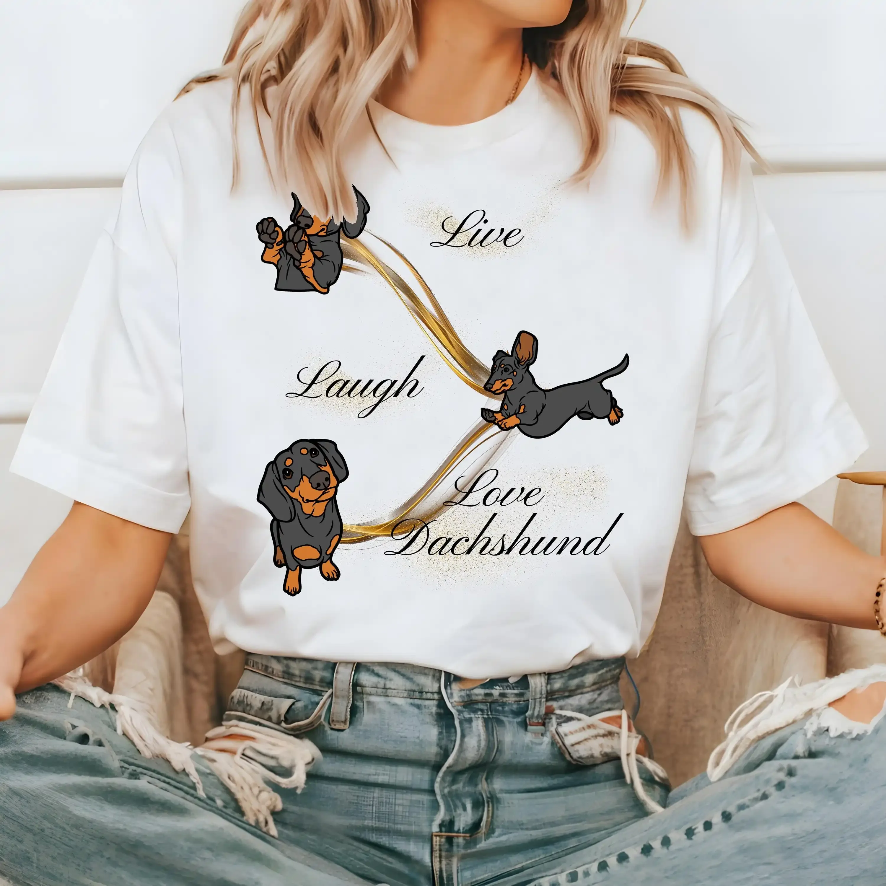 Live Laugh Love Dachshund T Shirt for Owner Dog Everyday Lovers