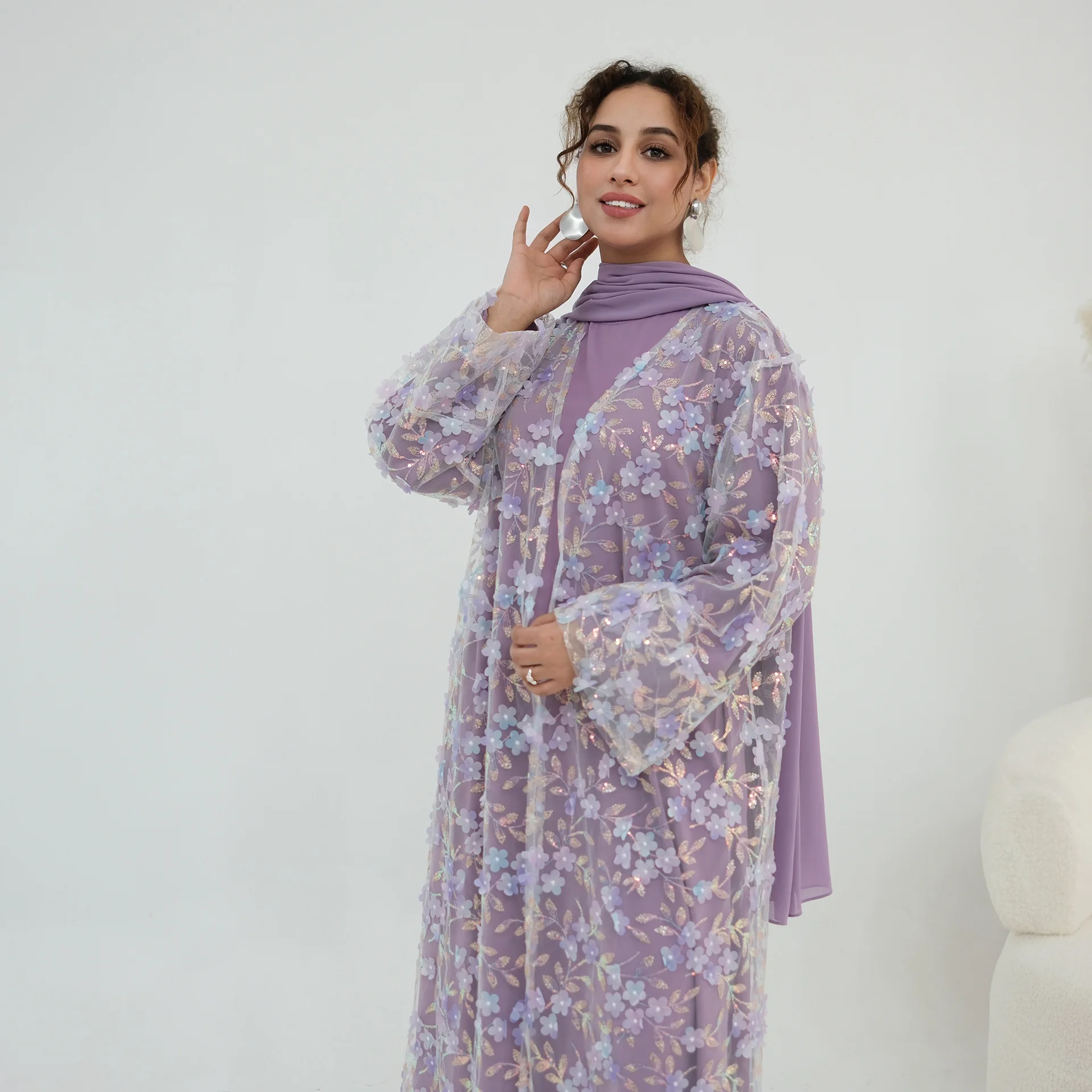 2026 Luxus-Abaya EID 3D Blumen – Embroidery Hijab Bewertung und Preis