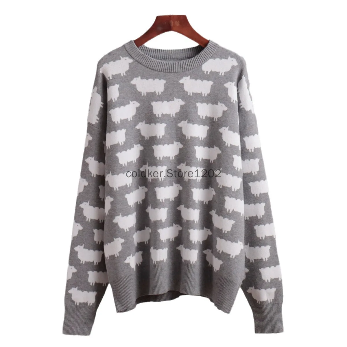 Christmas Red Green Knit Printed Sweater Pullover For Women Loose Fashion Long Sleeve Elegant Knitwear Top Female Pullover