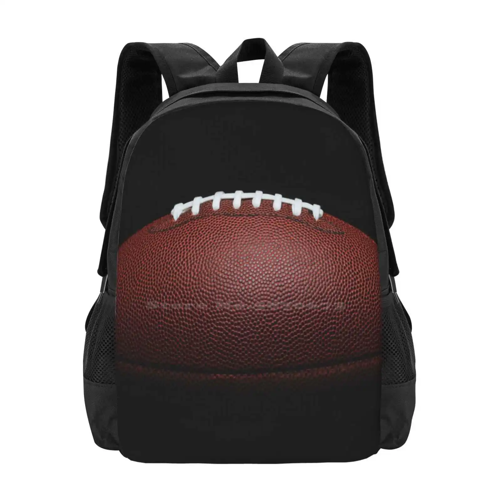 Football School Bag Big Capacity Backpack Laptop American Football Sport Textured Leather Close Up No People Black Background